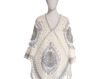 Linen Summer Poncho, Plus size Customizable