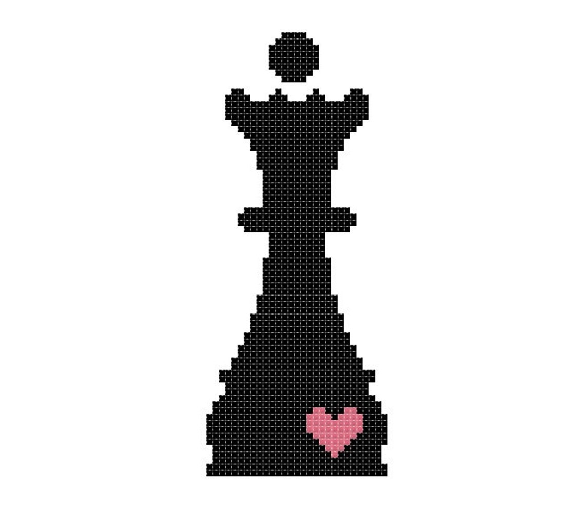 Nerdy Cross Stitch Pattern PDF Queen Chess Piece | Etsy