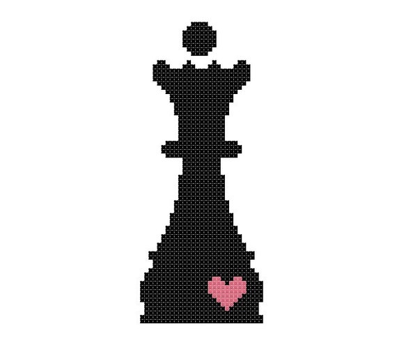 Nerdy Cross Stitch Pattern Pdf Queen Chess Piece Etsy
