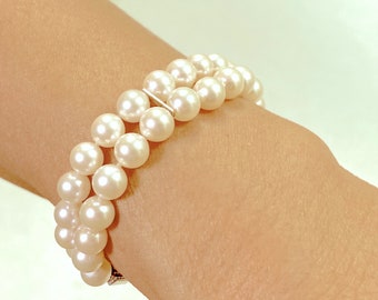 14KT Gold 7.5-8mm Japanese Cultured Akoya Pearl Double Strand Bracelet