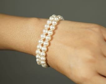 ミキモト 3連パールブレスレット スターリングシルバー 7インチ ミキモト 3連パールブレスレット スターリングシルバー 7インチ