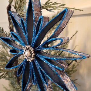 Decorazione a forma di rotolo di carta igienica riciclata, decorazione natalizia blu, decorazione a forma di stella, stile vintage, regalo