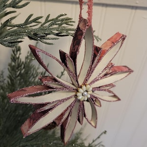 Decorazione a forma di rotolo di carta igienica riciclata, oro rosa, decorazione natalizia rosa, decorazione a forma di stella, regalo