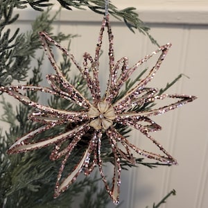 Decorazione a forma di rotolo di carta igienica riciclata, decorazione natalizia in oro rosa, decorazione a forma di stella, regalo