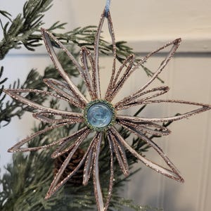 Decorazione a forma di rotolo di carta igienica riciclata, decorazione natalizia blu e oro, decorazione a forma di stella, regalo