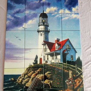Lighthouse Scenery Ceramic Tile Mural.