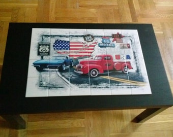 Mural z płytek ceramicznych Route 66.