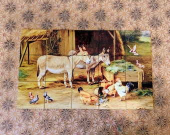 Fototapeta ceramiczna przedstawiająca zwierzęta z farmy.