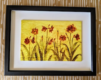 Poppy Flowers Ceramic Wall Art Tile, 8" by 12" Glossy Finish, With Or Without A Frame.