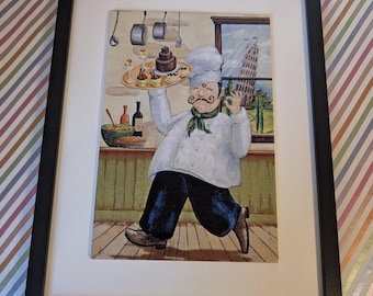 Płytka ścienna z motywem ceramicznym „Pastry Chef”, 8" x 12", wykończenie błyszczące, z ramą lub bez.