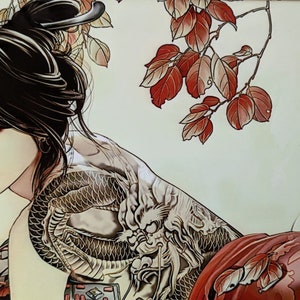 Dragon Tattoo Ceramic Wall Art Tile 8 by 12 - Etsy