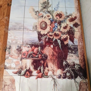 Sunflowers in Tuscany Ceramic Tile Mural.