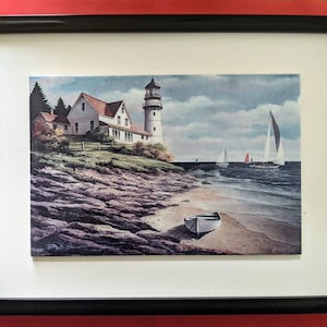 Lighthouse Ceramic Wall Art Tile, 8&quot; by 12&quot; Glossy Finish, With Or Without Frame.