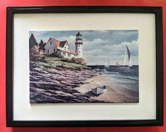 Carrelage artistique mural en céramique Lighthouse, 20 x 30 cm (8 x 12 po.), avec ou sans cadre.