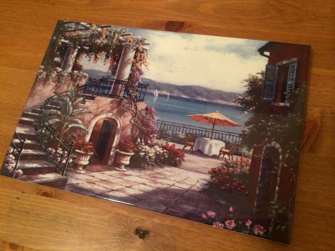 Paros Greece Ceramic Wall Art Tile 8 by 12 Glossy Etsy