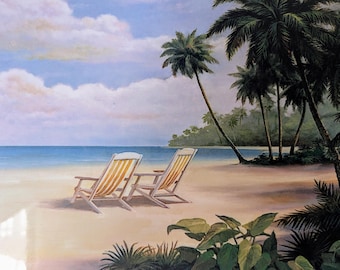 Płytka ścienna Paradise Beach Ceramic, 8" x 12" z błyszczącym wykończeniem, z ramą lub bez.