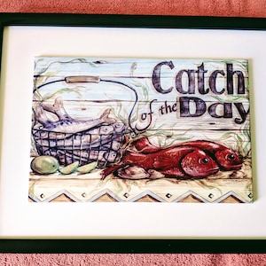 Fish Ceramic Wall Art Tile, 8&quot; by 12&quot; Glossy Finish, With Or Without Frame.