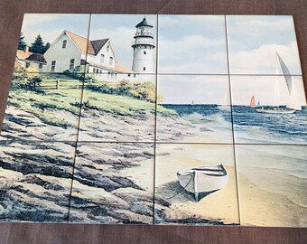 Fototapeta z płytek ceramicznych przedstawiająca krajobraz Hamptons.