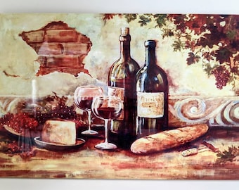 Wine Ceramic Wall Art Tile, 8" by 12" Glossy Finish, With Or Without A Frame.
