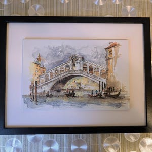 Venice Ceramic Wall Art Tile, 8" by 12" Glossy Finish, With Or Without Frame.