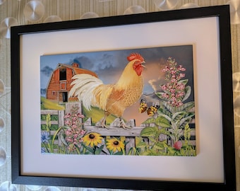 Płytka ścienna Rooster Ceramic, 8" x 12" z błyszczącym wykończeniem, z ramą lub bez.