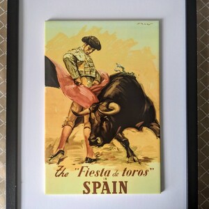 Fiesta De Toros Ceramic Wall Art Tile, 8&quot; by 12&quot; Glossy Finish, With Or Without A Frame.