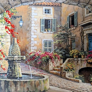 Italian Courthouse Ceramic Wall Art Tile, 8" by 12" Glossy Finish, With Or Without A Frame.