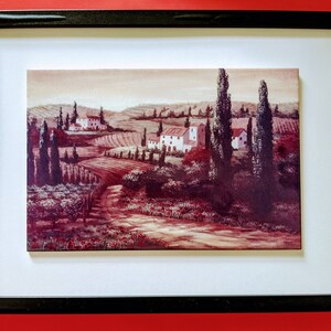 Tuscany Italy Ceramic Wall Art Tile, 8&quot; by 12&quot; Glossy Finish, With Or Without Frame.