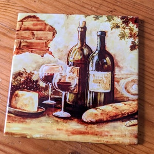 Wine Scenery Magnet Coaster Porcelain Art Tile.