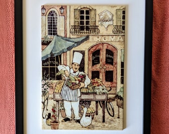 Płytka ścienna Chef Ceramic, 8" x 12" z błyszczącym wykończeniem, z ramą lub bez.