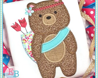 Tribal Bear Applique: Zigzag Embroidery Design (Digital File)