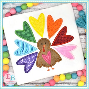 Turkey Heart Satin Applique, INSTANT DOWNLOAD, Multiple Sizes & Formats, Machine Applique Embroidery Digital File, Fun Thanksgiving Design