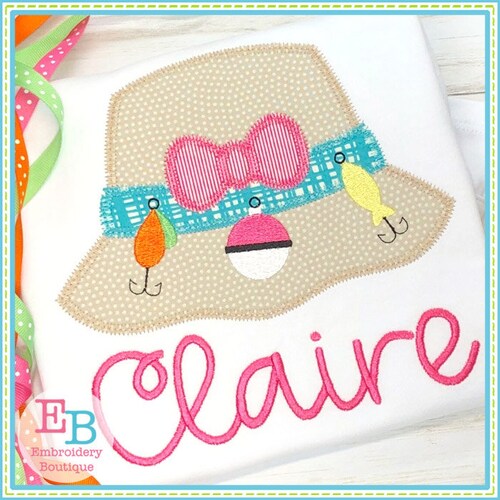 Fishing Hat Satin Applique Fish Applique Design Summer Etsy