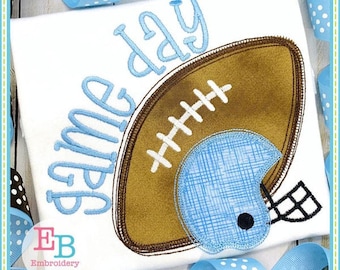 Game Day Helmet Applique: Football Embroidery Design (Digital File)