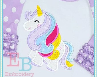 Unicorn 2 Applique - This design is to be used on an embroidery machine. Instant Download