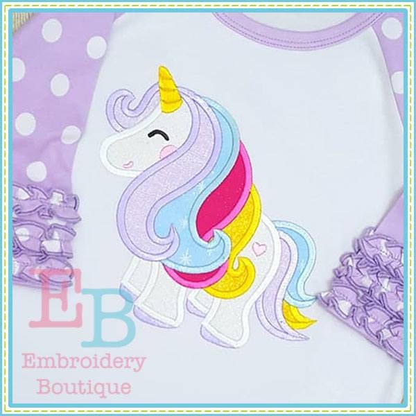 Unicorn Applique Design, INSTANT DOWNLOAD, Multiple Sizes & Formats, Machine Embroidery Digital Design File, Magical Girls Unicorn Birthday