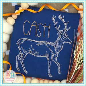 Buck Embroidery Design, INSTANT DOWNLOAD, Multiple Sizes and Formats, Machine Embroidery Digital Design File, Deer Design for Boy