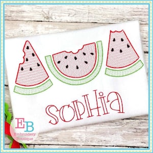 Watermelon Sketch Trio Design, INSTANT DOWNLOAD, Multiple Sizes & Formats, Machine Embroidery Digital Design File, Summer Fruit Fun