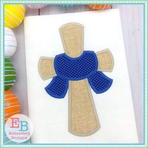 Cross With Sash Satin Applique, INSTANT DOWNLOAD, Multiple Sizes & Formats, Machine Embroidery Digital File, Fun Easter Religious Design