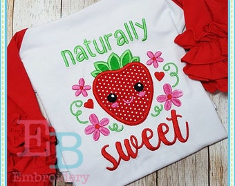Strawberry Applique Machine Embroidery Design: Summer Fun (Digital File)