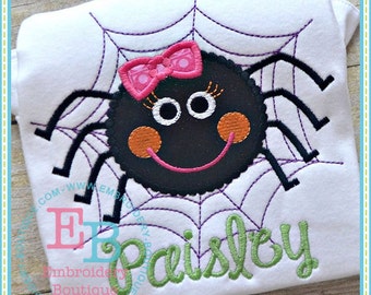 Dotted Spider Applique, INSTANT DOWNLOAD, Multiple Sizes & Formats, Machine Embroidery Digital File, Fun Halloween Spooky Design for Girl