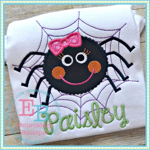 Spider Web Zig Zag Applique Machine Embroidery Design Spiders