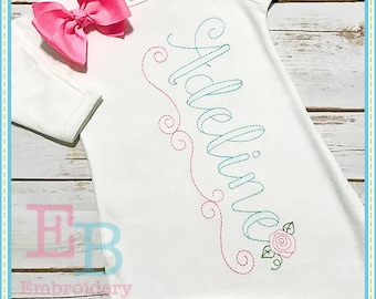 Vintage Ballerina Alphabet, Rose Embroidery Font, INSTANT DOWNLOAD, Multiple Sizes and Formats, Machine Embroidery Digital Design File