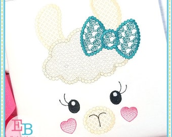 Cute Llama Face Embroidery Design, Machine Embroidery Digital File
