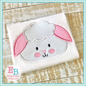 Lamb Head Applique, INSTANT DOWNLOAD, Multiple Sizes & Formats, Machine Applique Embroidery Digital Design File, Cute Spring Sheep Design