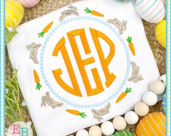 Bunny Carrot Embroidery Frame: Easter Rabbit Design (Digital File)