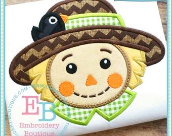 Scarecrow Boy Applique: Fall Embroidery Design (Instant Download)