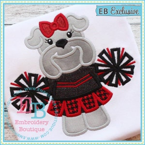 Girl Bulldog Mascot Applique, INSTANT DOWNLOAD, Multiple Sizes & Formats, Machine Embroidery Digital File, Back to School, Football Mascot