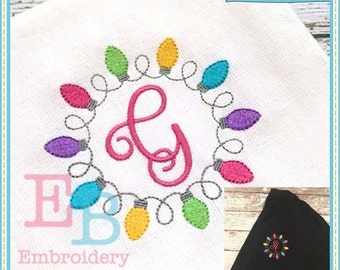Christmas Lights Frame Embroidery Design: Festive Applique (Digital File)