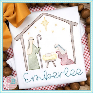 Nativity Sketch Embroidery Design, INSTANT DOWNLOAD, Multiple Sizes & Formats, Machine Embroidery Digital File, Christmas Nativity Design